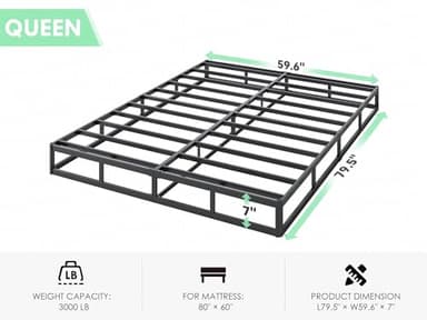QEROMY 7 Inch Low Profile Box Spring, Sturdy Metal Frame Mattress Foundation, Easy Assembly, Quiet & Noise-Free, Queen Size - Image 3