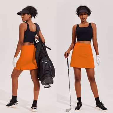 Ekouaer Golf Skirts for Woman with Pockets Silicone Grippers Tennis Skirt Inner Shorts Athletic Pickleball Running Skort,Orange Medium - Image 5