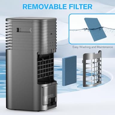 24" Windowless Portable Air Conditioner, 15H Timer & 120°Oscillation, 3-IN-1 Portable AC Unit with Remote, 2-Gal Tank, 3 Modes & 3 Speeds, Ultra-Quiet Ventless Swamp Cooler for Room Home Office, Black - Image 6