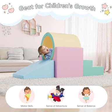 TOLEAD Tunnel/Ramps Foam Climber, Climb & Crawl Foam Activity Play Set for Toddlers and Kids, Safe Indoor Crawling Gym Equipment for,Infant,Baby Waterproof Easy to Clean (Pink) - Image 7