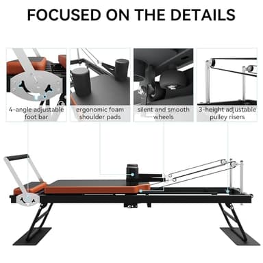 Pilates Reformer,Dpiolrcag Foldable Pilates Machine & Equipment for Home Use and Gym Workout, Suitable for Advanced and Beginners Users, Up to 250 lbs Weight Capacity - Image 5