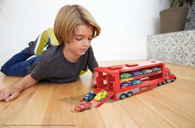 Mattel Disney Pixar Cars Mini Mack Racers Hauler & 1 Toy Car, Transporter Truck Holds 18 Minis, Collectible Set - Image 4