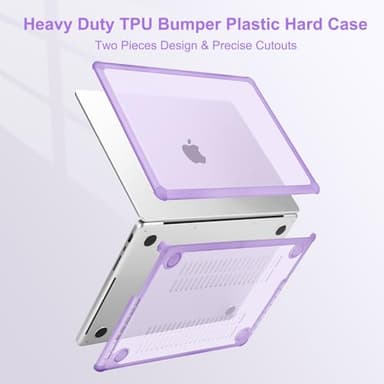 MOSISO Compatible with MacBook Pro 13 inch Case M2 2025-2016 A2338 M1 A2251 A2289 A2159 A1989 A1708 A1706, Anti-Cracking Heavy Duty Plastic TPU Bumper Hard Case&Keyboard Skin&Screen Film, Purple - Image 4