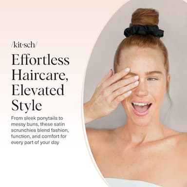 Kitsch Satin Scrunchies for Women – No Crease Hair Ties – Soft Satin Hair Scrunchies for Girls – Frizz Free, Gentle, Stylish Hair Accessories | Ideal Gifts for Women – Black, 5 pcs - Image 7
