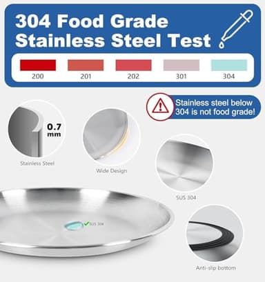 Supet Cat Plates for Wet Food, Non Slip Food Bowls Whisker Friendly, Stainless Steel Shallow Wide Dishes for Indoor Cats (13Oz, 8Pcs) - Image 4