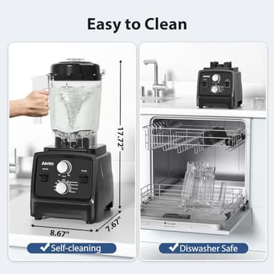 Aeitto Blenders for Kitchen with 1800W Motor, 68 Oz. Extra Large Capacity, 2-in-1 Blender & Grinder Combo, BPA-Free Countertop Professional Blender for Smoothies, Ice Crush, Frozen Drinks, Dark Gray - Image 6