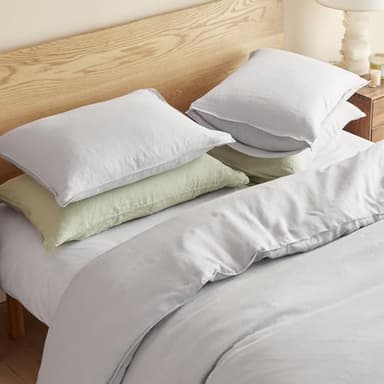 DAPU 100% Linen Duvet Cover Set - Pure Natural French Flax Linen with Corner Ties and Zipper Closure Soft Breathable Durable for Hot Sleepers 1 Duvet Cover 2 Pillowcases (Fog Gray, Queen/Full) - Image 5