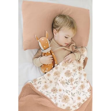 Konssy Muslin Baby Blankets for Girls Boys, 100% Cotton Crib Blanket for Infant Toddler, Super Soft and Lightweight Nursery Swaddling Wrap 40"x36" (Flourish) - Image 2