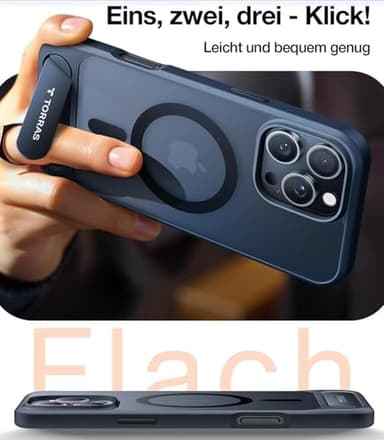 TORRAS Strong Magnetic & Seamless Stand for iPhone 16 Pro Case, [18N Mighty Magnetic] [12FT Mil-Grade Drop Tested] [Fit for MagSafe] Kickstand Protective Slim Phone Case for iPhone 16 Pro 6.3", Black - Image 8