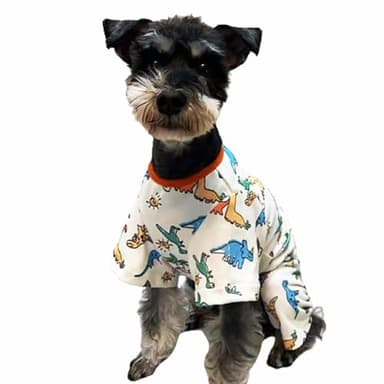 Dino Puppy Pajamas Dog Jumpsuit Dog Clothes, Cotton Pet Pajamas for Small Dogs Cats Kitten Soft Material Small Dogs Dog Onesie Dog Sweater Puppy Pjs Chihuahua Yorkie Onesie (Dino Pajamas, Medium) - Image 1