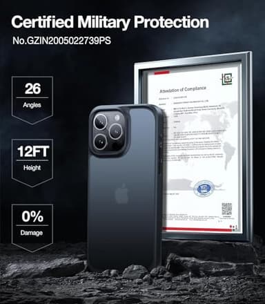 TORRAS Shockproof for iPhone 12 Case/for iPhone 12 Pro Case, [Military Grade Drop Tested] Translucent Matte Hard PC Back with Soft Silicone Edge Slim Protective Guardian, Black - Image 3