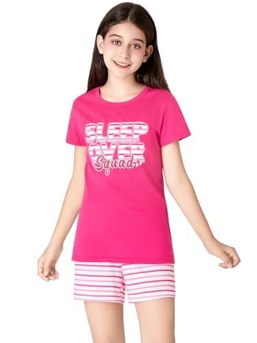 Cozchique Summer Pajamas for Girls – Fuchsia & Stripe PJS Ultra Soft Jammies Set Size 6 - Image 3