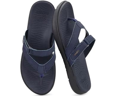 COFACE Womens Orthopedic Flip Flops Ladies Slip On Athletic Yoga Memory Foam Cushioned Recovery Walking Thong Sandals Summer Beach Pool Slippers Comfortable Plantar Fasciitis Arch Support Navy Size 7 - Image 7
