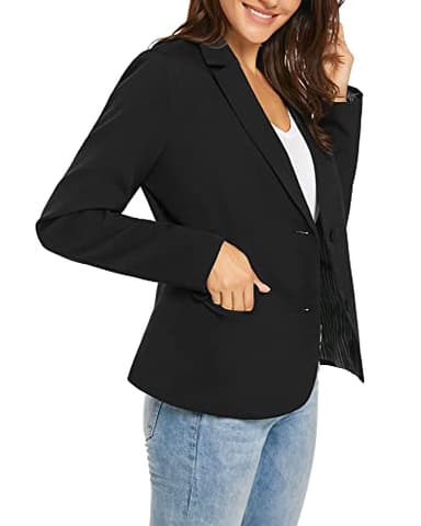 LookbookStore Casual Black Two Buttons Work Blazers for Women Office Jacket Suit Women's Trendy Blazers Suit Jackets 2025 Business Casual Outfits for Women Size Large Blazer Size 12 14 - Image 5