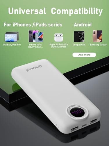 GrnOas.E Portable Charger,10000 mAh Power Bank Travel Charger with USB-C (Output & Input),LED Display Travel Essentials Backup Battery Pack Compatible with iPhone,Android,Heating Vests etc,Ivory White - Image 3