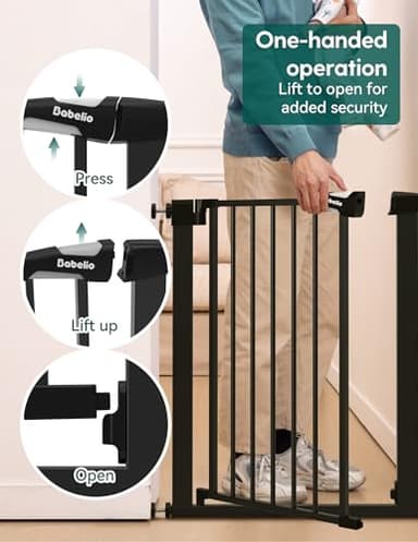 BABELIO 26-28.5 Inch Narrow Easy Install Baby Gate, Auto-Close Pet Gate for Small Stairs and Doorways, NO Drilling Pressure Mounted, NO Extensions, Black - Image 5