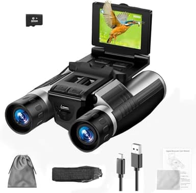 Digital Binoculars Camera, 2.4" LCD Display 12X 48MP Pictures 2.5K Videos Camera with 32GB Card, Binoculars for Bird Watching Hunting Outdoor Adventures (DT40) - Image 1