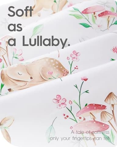 TotBasic Mini Crib Sheets 24x38, Ultra Soft Pack N Play Sheets Fitted Boy Girl, Neutral Pack and Play Mattress Sheets, Premium Jersey Knit Portable Crib Sheets Hypoallergenic, Forest Bear & Deer - Image 7