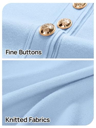 MEROKEETY Women's Knit Bodycon Sweater Dress Button Short Sleeve Crew Neck Elegant Formal Mini Dress, LightBlue, Small - Image 5