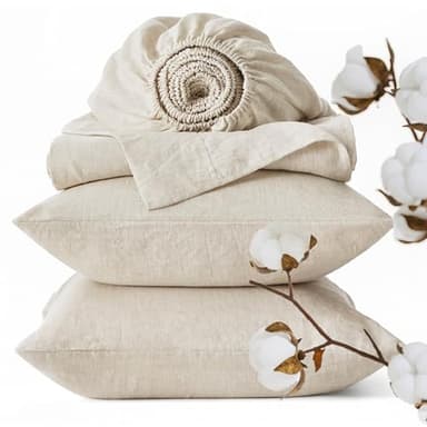 Bedsure Linen Sheets - Twin Size Sheets, Blend from Linen Cotton Bedsheets, Breathable Cotton Bedsheets, Gifts for All Seasons, 3 Pieces, Linen - Image 9