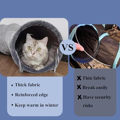 Cat Tunnel S-Shape Suede Cat Toy Tunnel 10.5 x 48.8 Inches Bunny Tunnels for Indoor, Collapsible Pets Play Tube Suitable for Cats Rabbits Pet Ferrets - Image 3