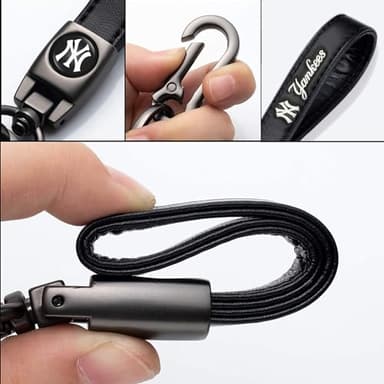 Kaleduo Baseball Fans Car Keychain Keyring, Leather Car Key Chain Compatible with New York Yankees Baseball Fans,Delicate Gifts for Men Women, NY Yankees - Image 2