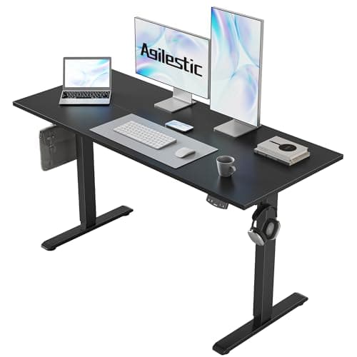 Agilestic Electric Standing Desk, 48 x 24 Inches Height Adjustable Desk, Sit Stand up for Work Office Home, Ergonomic Rising Gaming Computer Table with Memory Preset, Black - Image 1