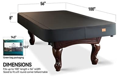 BearCover Heavy Duty Leatherette Billiard Pool Table Cover, Waterproof & Tearproof Covers for Pool Table 7/8/9FT Fitted (8 Feet/ Black) - Image 2