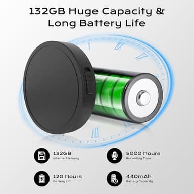 132G (9800 Hour) Voice Activated Recorder - Elasound Voice Recorder with AI-Intelligent Triple Noise Reduction, Portable Audio Recorder for Work, Lectures, Meetings, 100H Continuous Recording Device - Image 3