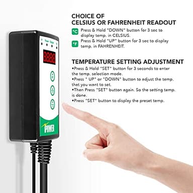 Simple Deluxe 150W Reptile Ceramic Heat Bulb with 8.5 Inch Clamp Lamp and Digital Thermostat Controller Combo Set for Incubating Chicken & Amphibian Pet, 2 Pack - Image 8