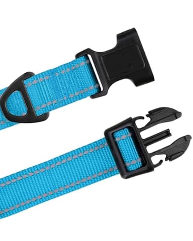 TagME Small Dog Collar, Adjustable Reflective Nylon Pet Collar with Quick Release Buckle, Sky Blue, 5/8" Width - Image 4