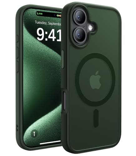 CAHEJILU Magnetic for iPhone 16 Case,[Compatible with MagSafe][Military Grade Drop Protection] Anti-Fingerprint Translucent Matte Shockproof Protective Case for iPhone 16 Phone Case 6.1",Alpine Green - Image 1