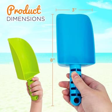 4E's Novelty 4 Pack Beach Shovels 8 Inch, Heavy Duty Plastic Sand Shovel for Kids, - Great for Planting Gardening Shovels for Toddlers, Outdoor Digging Sandbox Toys, Easter Basket Stuffers - Image 3