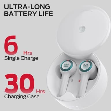 Monster Clarity 102 Plus Wireless Earbuds, Bluetooth Headphones with HiFi Stereo, 4 ENC Mic for Crystal Clear Call, 30H Playtime, Type-C Charging, IPX6 Waterproof in-Ear Ear Buds for Sports (White) - Image 5