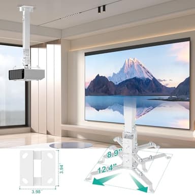 WALI Projector Mount Ceiling/Wall - Universal 3-in-1 Bracket with Extension Pole, Height Adjustable Holder for LCD/DLP Projectors, Supports up to 44lbs, White (PM-003-W) - Image 5