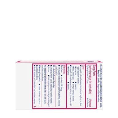 Benadryl Ultratabs Allergy Medicine, 25 mg Diphenhydramine HCl Antihistamine Tablets For Cold & Allergy Relief of Symptoms Like Sneezing, Runny Nose, Itchy Eyes & Throat, Hay Fever, 100 Count Tablets - Image 8