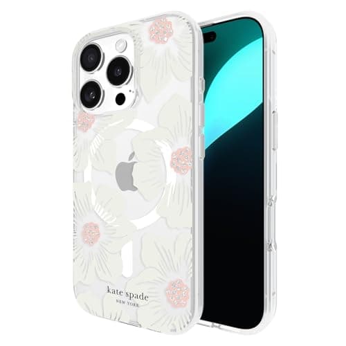 kate spade new york iPhone 16 Pro Case - Compatible with MagSafe - Designer Phone Case - Hollyhock Cream Floral - Image 1