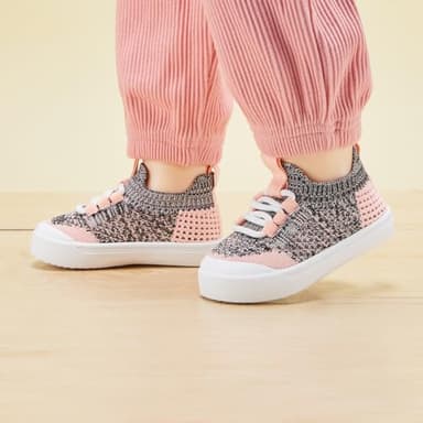 BMCiTYBM Baby Shoes Boys Girls Barefoot First Walking Shoes Breathable Mesh Walker Sneakers Tennis Outdoor Indoor Slip On 12-18 Months Toddler Pink Size 5 Toddler - Image 2