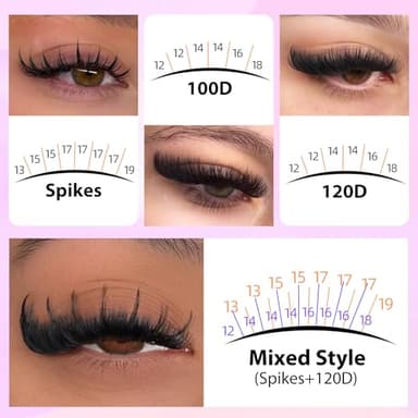 Russian Lash Extensions Kit Spikes Lash Individuals 100D 120D Volume Eyelash Clusters D-Curly Lash Clusters Kit 12-19MM DIY Eyelash Extensions with Bond and Seal Eyelash Glue and Tweezers by Mavphnee - Image 5