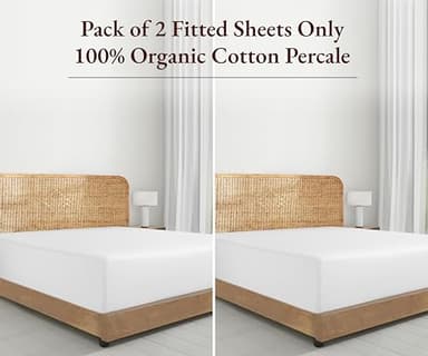 California Design Den 2-Pack 100% Organic Cotton Twin Extra Long Fitted Sheets Percale Only - Soft, Cooling and Lightweight, Snug-Fit and Durable 2X Twin XL Deep Pocket Fitted Sheet - White - Image 3