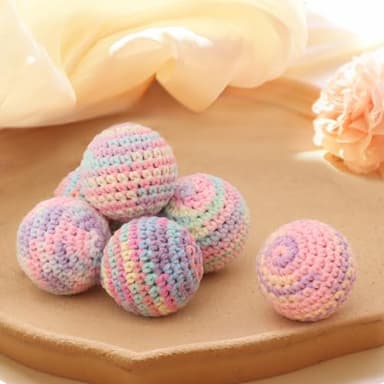 Ushang Pet Cat Toys Balls with Bell Inside, Kitten Interactive Toys, 6Pcs Colorfull Indoor Woolen Yarn Hand-Knitted Cat Chasing Balls Toy for Kitten - Image 2