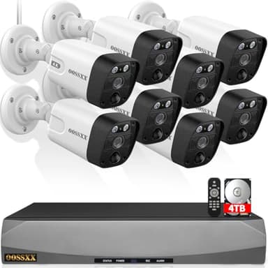 OOSSXX (4K/8.0 Megapixel & 130° Ultra Wide-Angle) 2-Way Audio PoE Outdoor Home Security Camera System Wired Outdoor Video Surveillance IP Cameras System - Image 1