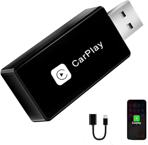 Wireless CarPlay Adapter, Converts Wired to Carplay Wireless Adapter for iPhone, Plug and Play-Seamless Fast Response Stable Bluetooth Connection CarPlay for Apple iPhone iOS 10+ and Cars (0.9*2.34″) - Image 1