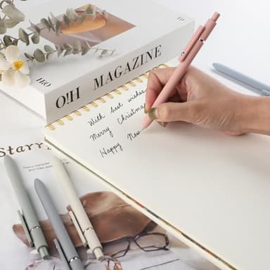 FIOVER Gel Pens, 5pcs 0.5mm Quick Dry Black Ink Fine Point Smooth Writing Pens High-End Series Ballpoint for Office School Supplies(Morandi) - Image 2