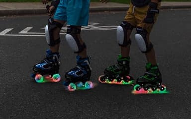 MammyGol Adjustable Inline Skates for Boys Girls Kids Youth with Light up Wheels, Green Beginner Blades Roller Skates for Boys Size 10 11 12 13 Ages 6-12 - Image 4