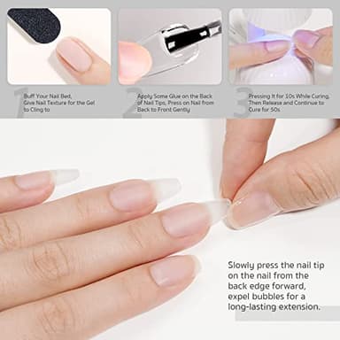 GAOY 2Pcs 16ml Gel Nail Glue for Acrylic Nails Tips, 2 in 1 Nail Glue and Base Coat, UV Light Cure - Image 2