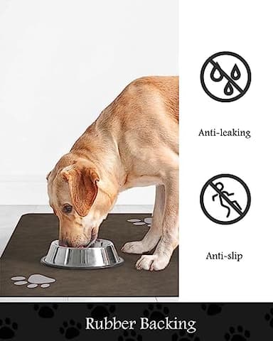 Pet Feeding Mat-Absorbent Dog Mat for Food and Water Bowl-No Stains Quick Dry Water Dispenser Mat-Dog Accessories Pet Supplies-Bowl for Messy Drinkers（Brown,23"x34" - Image 5