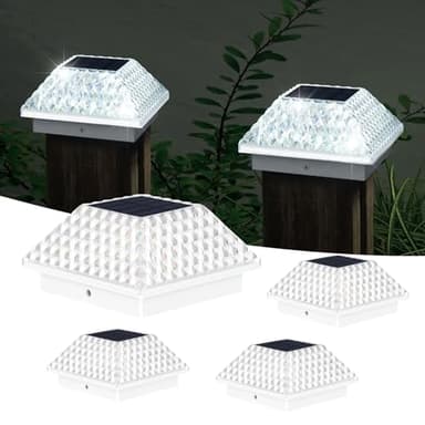 SUNNYPARK 4x4 Post Solar Lights, 4 PK Fence Post Solar Lights Outdoor 4x4, 3.5x3.5, Deck, Fence Waterproof - Image 1