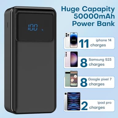 ENRIPRT Portable Charger Power Bank 50000mAh, 5 Outputs & 3 Inputs,22.5W USB C Fast Charging External Battery Pack LED Display Huge Capacity Phone Charger for iPhone Samsung,Android etc - Image 4
