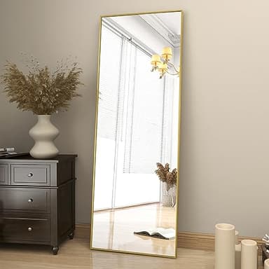 BEAUTYPEAK Full Length Mirror 64"x21", Standing Rectangle Floor or Wall-Mounted Mirrors for Living Room, Bedroom, Gold - Image 5